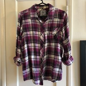 Volcom Purple Striped Flannel Shirt